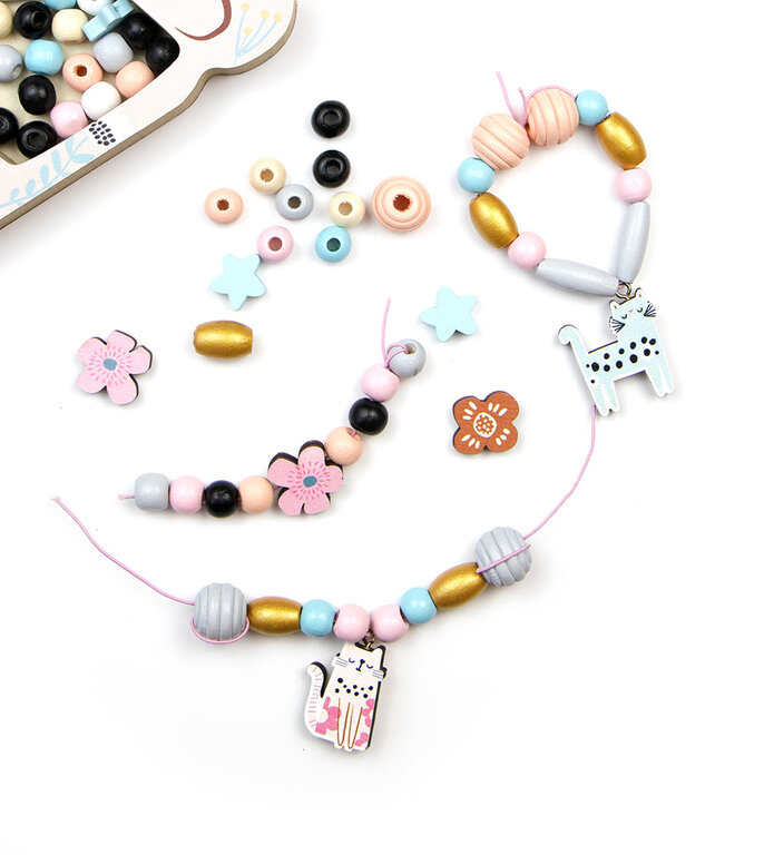 SYCOMORE COFFRET DE PERLES EN BOIS - CHAT