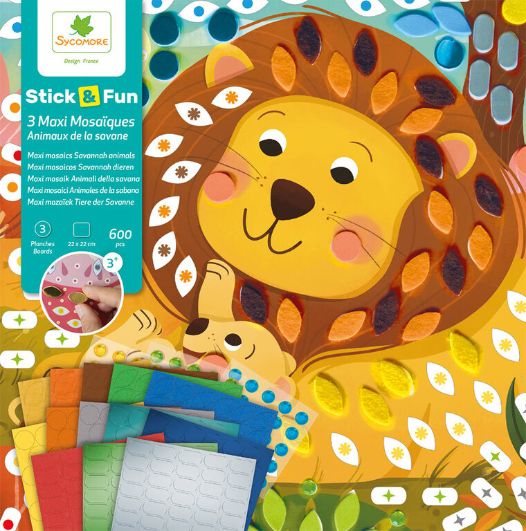 SYCOMORE MOSAÏQUES STICK'N FUN POUR TOUT-PETITS - ANIMAUX DE LA SAVANE