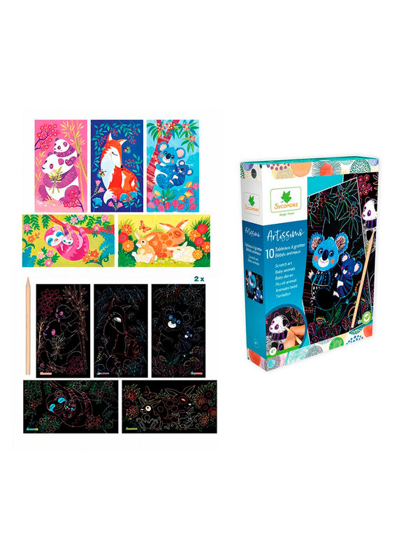 SYCOMORE SYCOMORE - TABLEAUX À GRATTER ARTISSIMO - BÉBÉ ANIMAUX