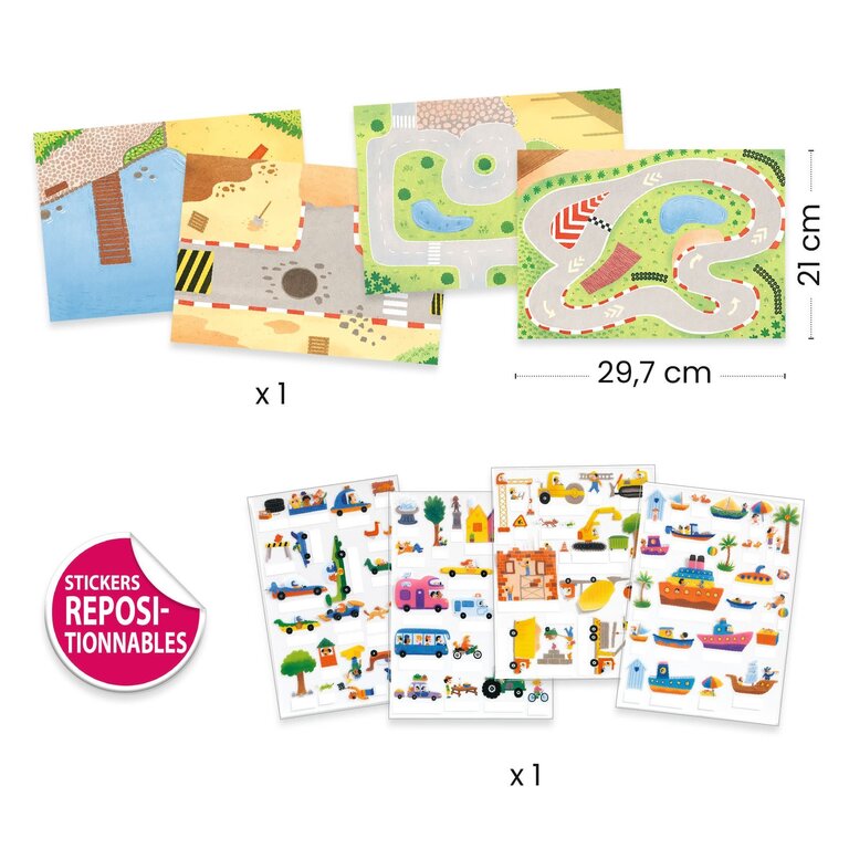 DJECO GOMMETTES À RELEVER - VÉHICULES