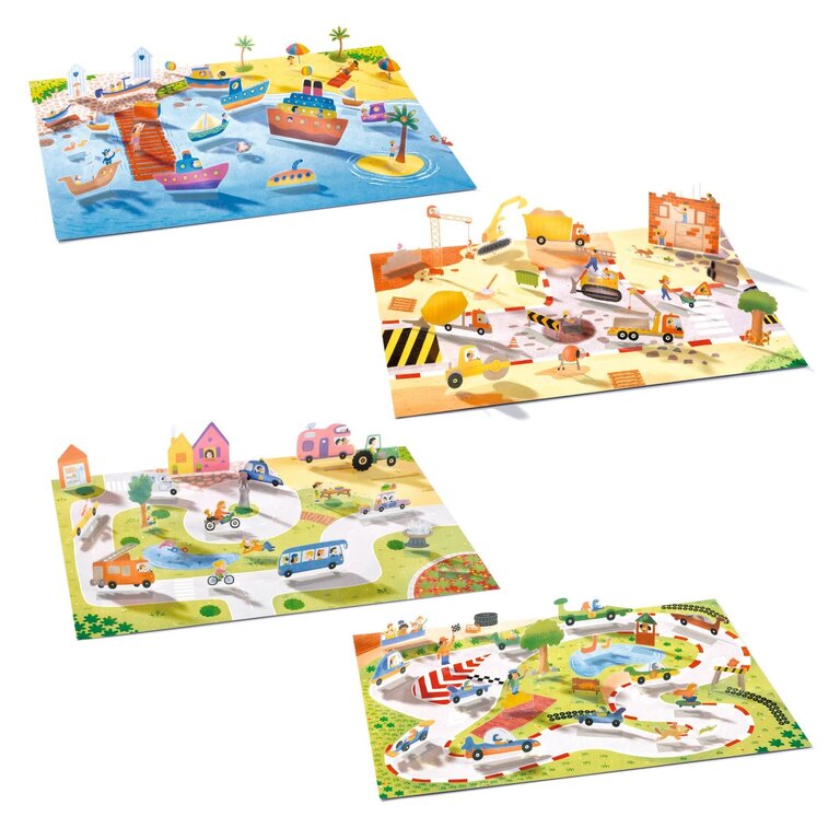 DJECO GOMMETTES À RELEVER - VÉHICULES