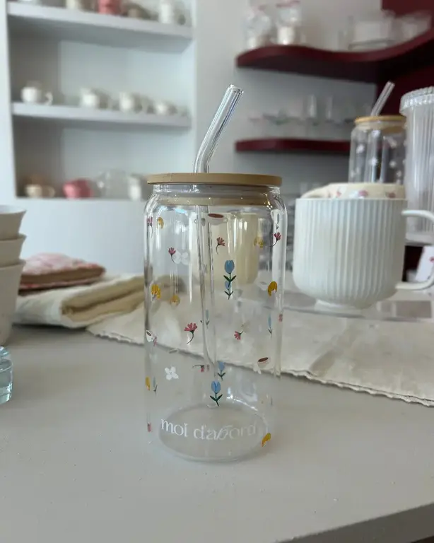 MOI D'ABORD TUMBLER EN VERRE - MATIN FLEURI