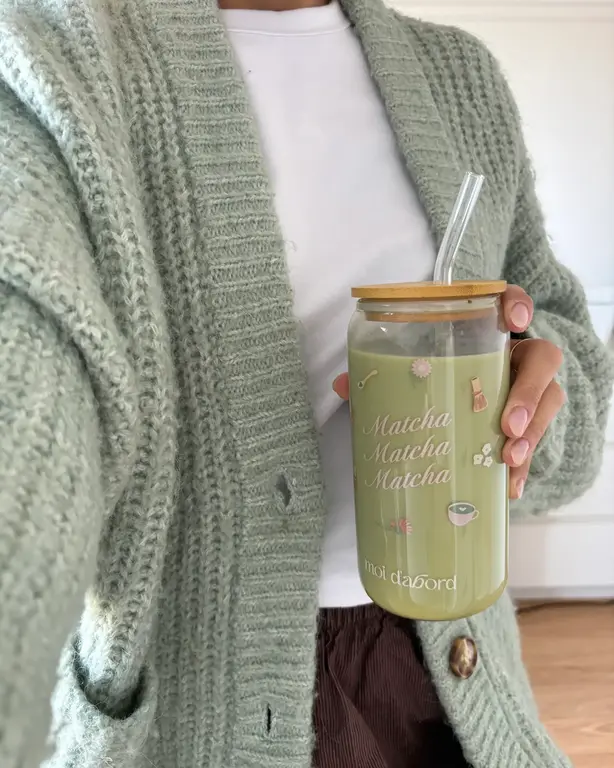 MOI D'ABORD TUMBLER EN VERRE - MATCHA ROSE