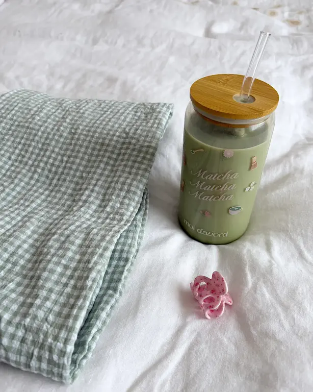 MOI D'ABORD TUMBLER EN VERRE - MATCHA ROSE