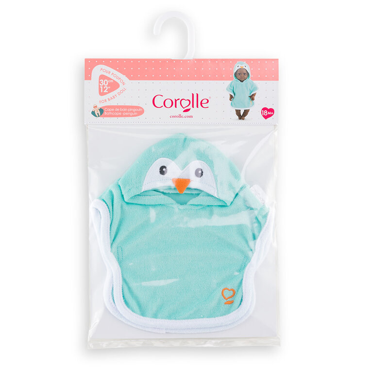 COROLLE VÊTEMENTS POUR POUPÉE 30 CM - CAPE DE BAIN PINGOUIN
