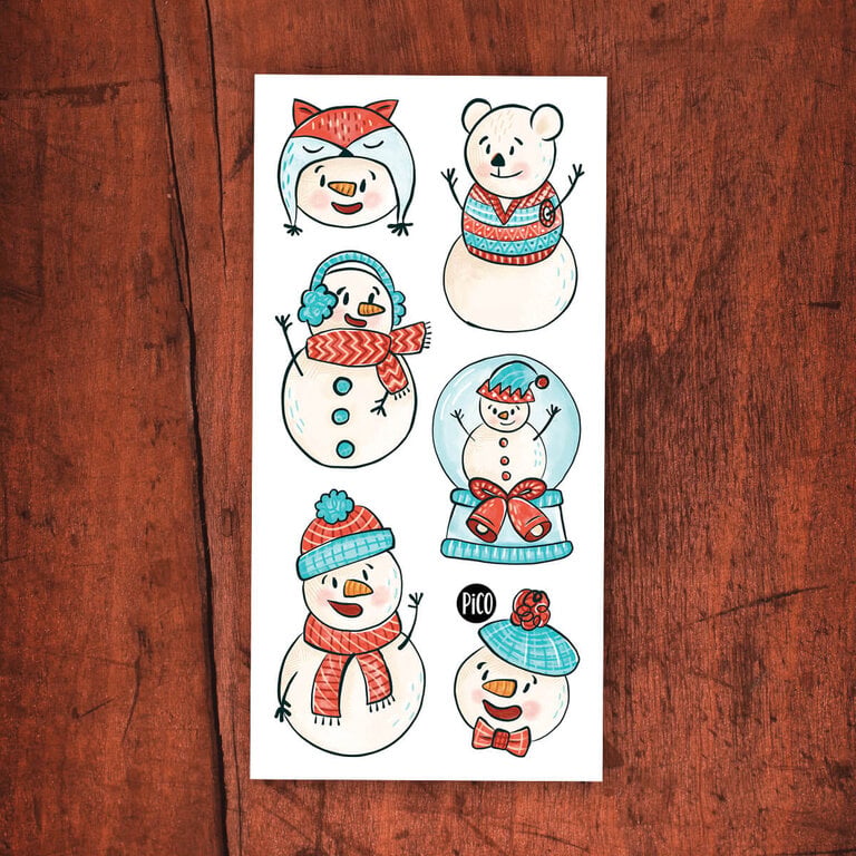 PICO TATOO TATOUAGES TEMPORAIRES -  LES JOYEUX BONHOMMES DE NEIGE