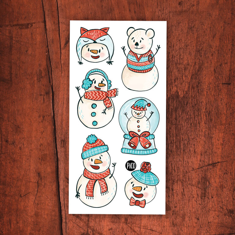 PICO TATOO TEMPORARY TATTOOS - CHEERFUL SNOWMEN