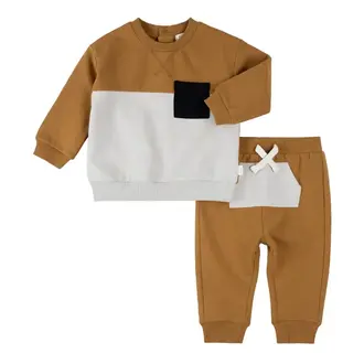 PETIT LEM ENSEMBLE EN MOLLETON COLORBLOCK - GOLD