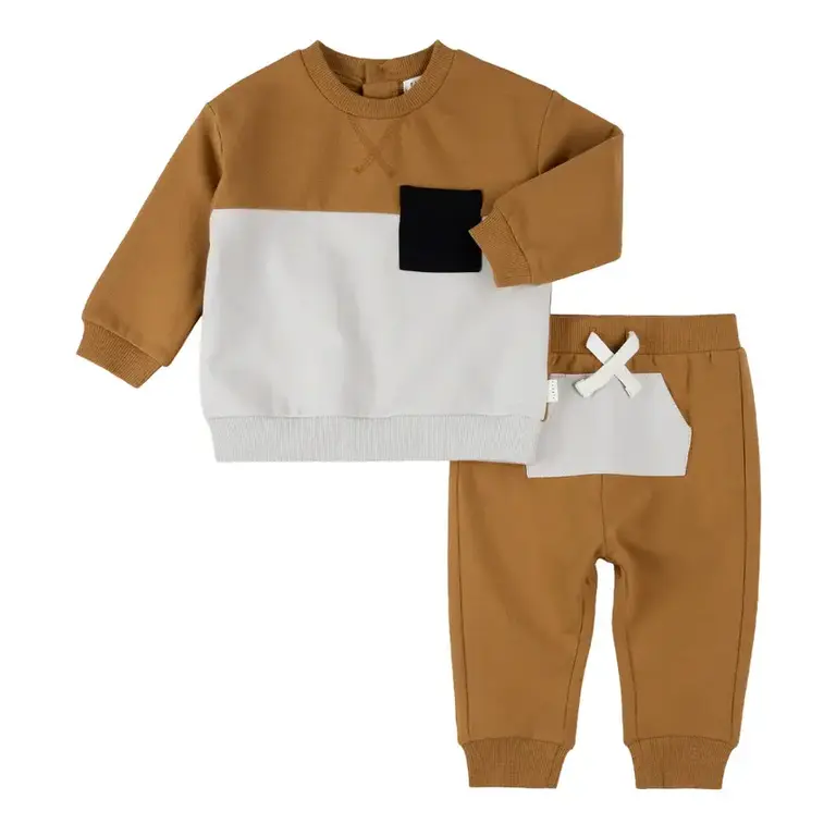 PETIT LEM PETIT LEM - ENSEMBLE EN MOLLETON COLORBLOCK - GOLD