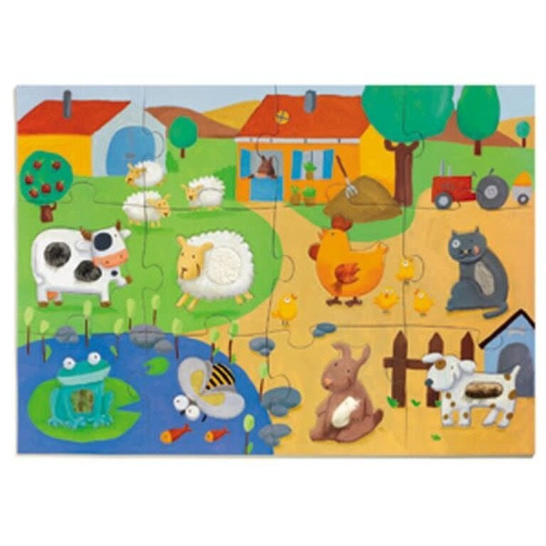 DJECO GIANT PUZZLE - TACTILE FARM (12+8 PCS)