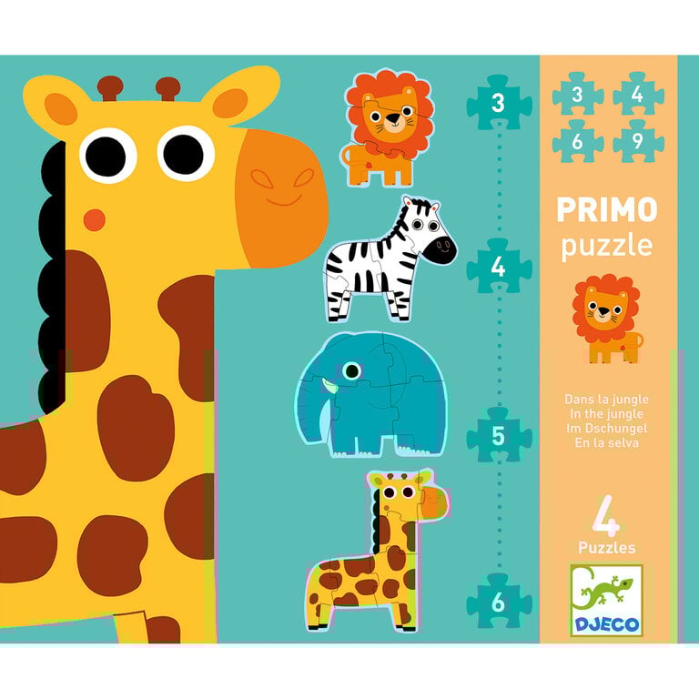 DJECO PRIMO PUZZLE - DANS LA JUNGLE (3,4,5,6 PCS)