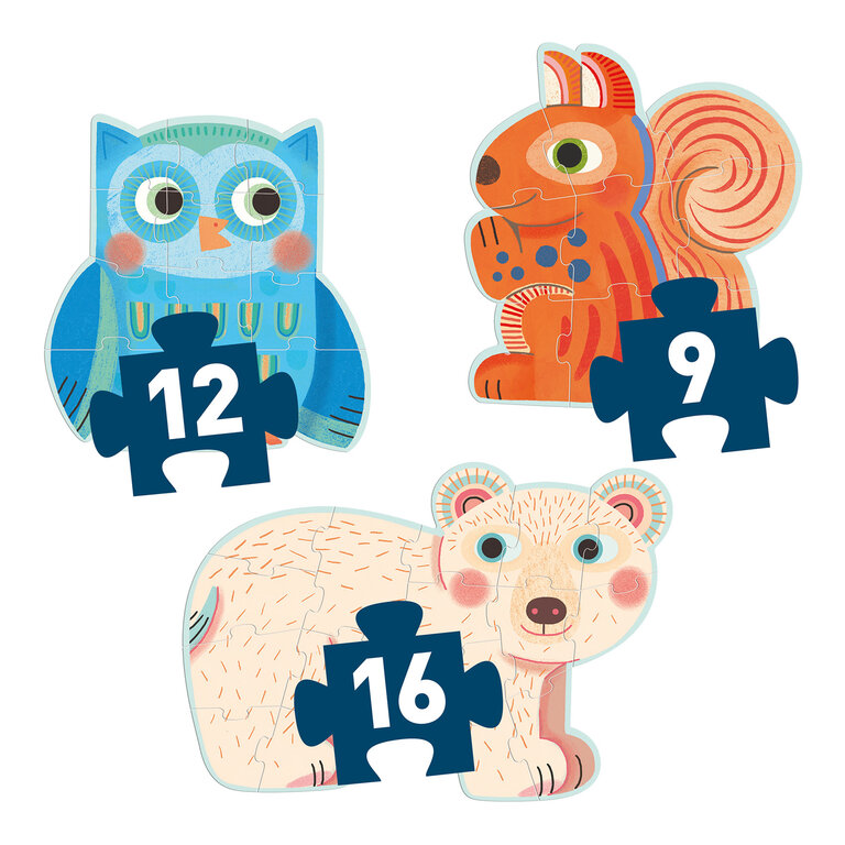 DJECO PRIMO PUZZLE - IN THE FOREST (9,12,16 PCS)