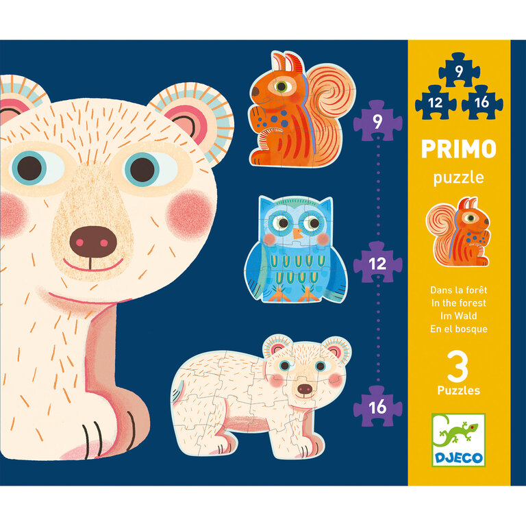 DJECO PRIMO PUZZLE - DANS LA FORÊT (9,12,16 PCS)