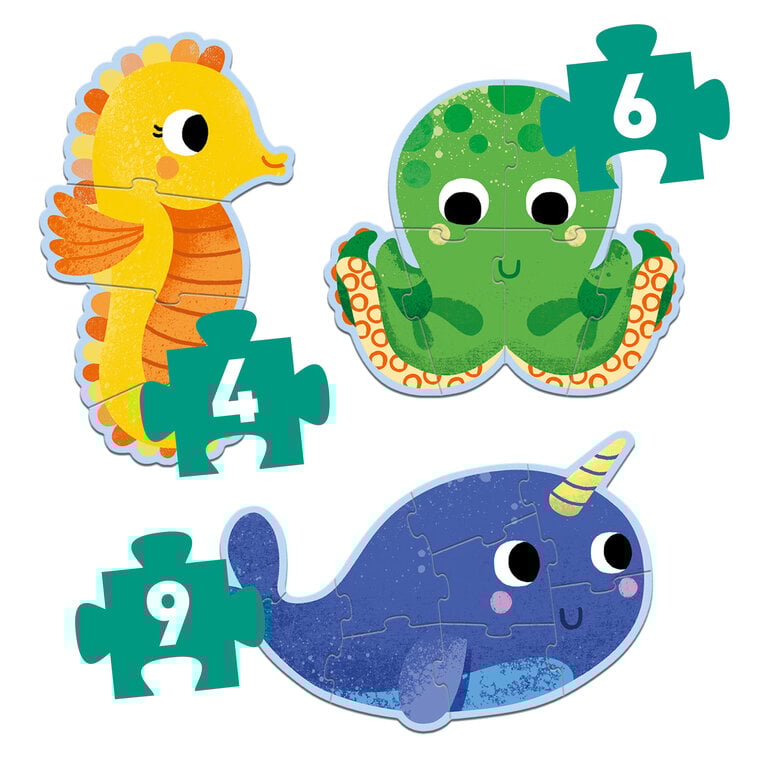 DJECO PRIMO PUZZLE - DANS LA MER (4,6,9 PCS)