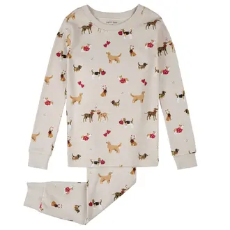 PETIT LEM PYJAMA 2 PIÈCES CHIENS VALENTINS - BEIGE