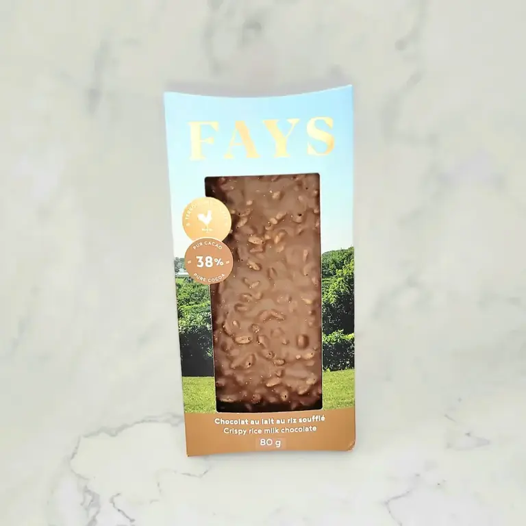 FAYS TERROIR CHOCOLATÉ TABLETTE DE CHOCOLAT AU LAIT ET RIZ SOUFFLÉ