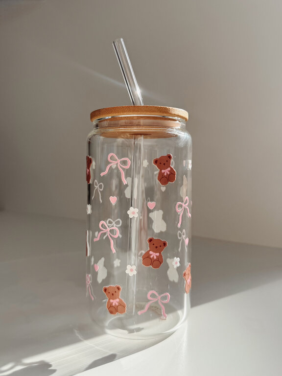 ALAROCQUE DESIGN VERRE  16 OZ - OURSONS, BOUCLES & FLEURS