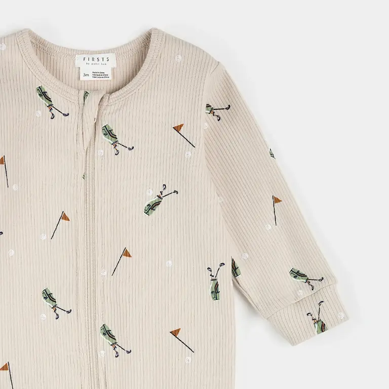 PETIT LEM PETIT LEM - PYJAMA À PATTES CÔTELÉ À IMPRIMÉ CADETS DE GOLF - SABLE