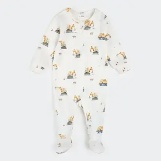 PETIT LEM PYJAMA À PATTES À IMPRIMÉ EXCAVATRICES - BLANC