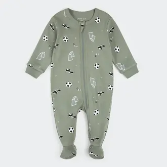 PETIT LEM PYJAMA À PATTES À IMPRIMÉ SOCCER - VERT OLIVE