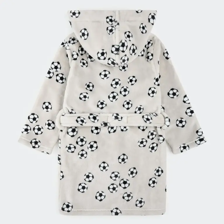PETIT LEM ROBE DE CHAMBRE EN PELUCHE À IMPRIMÉ BALLON DE SOCCER - GRIS LUNE