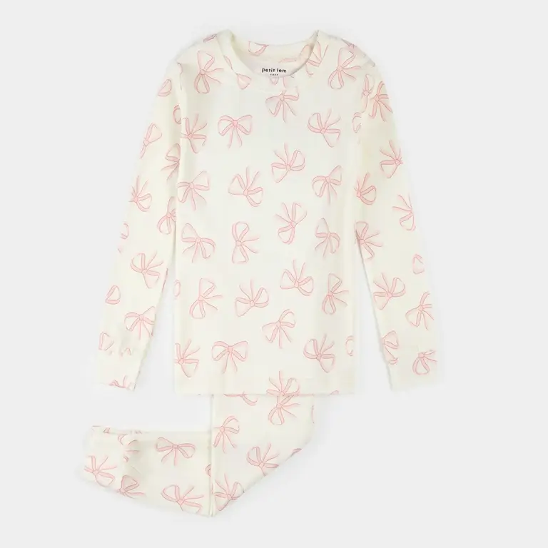 PETIT LEM PYJAMA 2 PIÈCES À IMPRIMÉ BOUCLES - IVOIRE