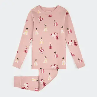 PETIT LEM PYJAMA 2 PIÈCES À IMPRIMÉ PRINCESSES - VIEUX ROSE