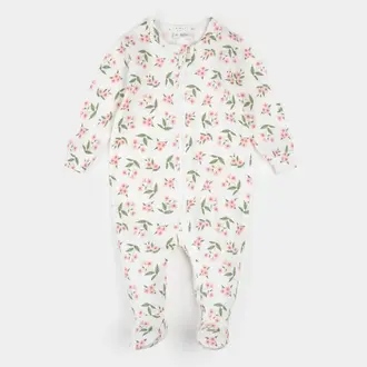 PETIT LEM PYJAMA À PATTES À IMPRIMÉ PRIMEVÈRES - BLANC