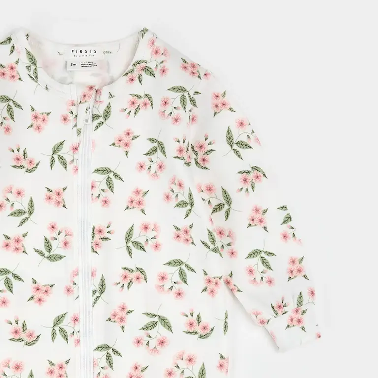 PETIT LEM PYJAMA À PATTES À IMPRIMÉ PRIMEVÈRES - BLANC