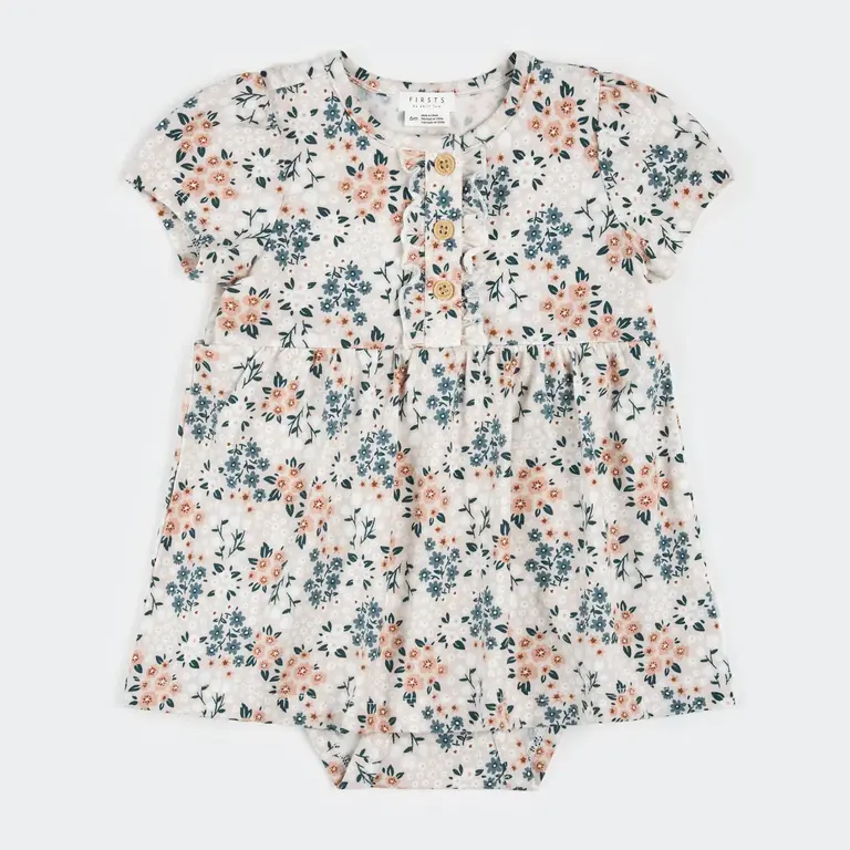 PETIT LEM ROBE CACHE-COUCHE À IMPRIMÉ DE FLEURS PRINTANIÈRES - CRÈME