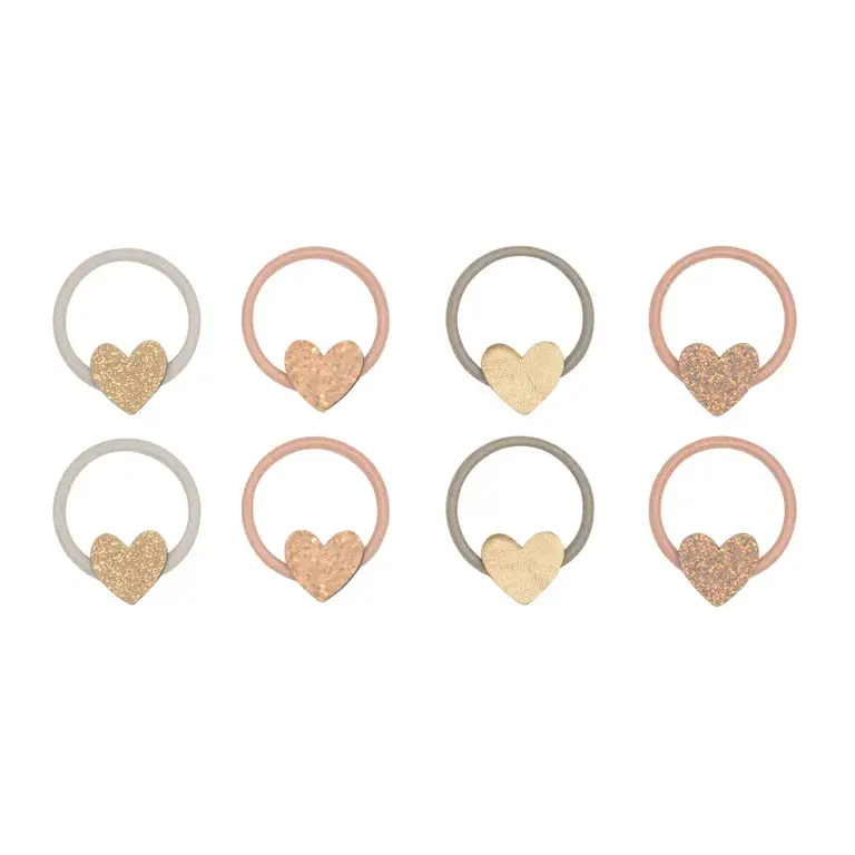 MIMI & LULA SET OF 8 HAIR ELASTICS - TEENY HEART
