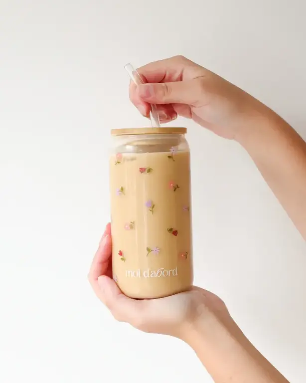 MOI D'ABORD TUMBLER EN VERRE - JARDIN FLEURI