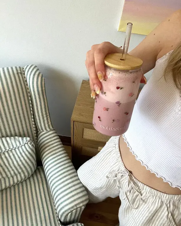 MOI D'ABORD TUMBLER EN VERRE - JARDIN FLEURI