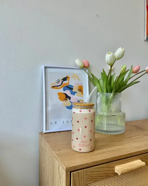 MOI D'ABORD TUMBLER EN VERRE - AMOUR FLORISSANT