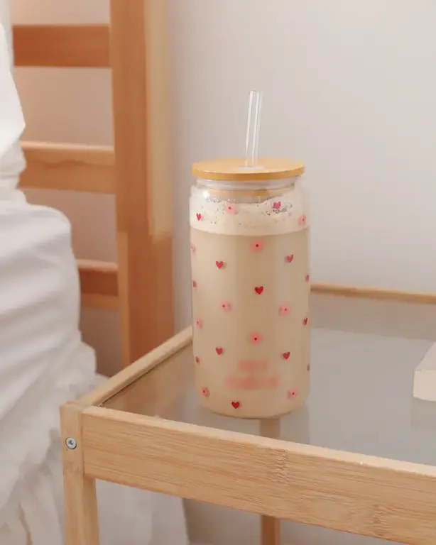 MOI D'ABORD TUMBLER EN VERRE - AMOUR FLORISSANT