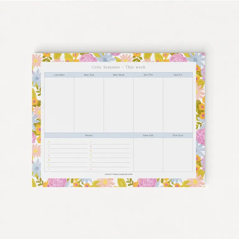 LE PETIT TABLEAU NOIR PLANIFICATEUR DE SEMAINE - FLORAL POP