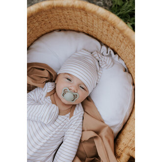 ZAK & ZOÉ BONNET EN BAMBOU (0-3 MOIS) - LIGNÉ BEIGE