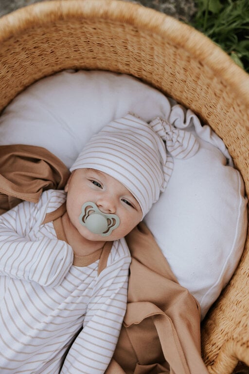 ZAK & ZOÉ BONNET EN BAMBOU (0-3 MOIS) - LIGNÉ BEIGE