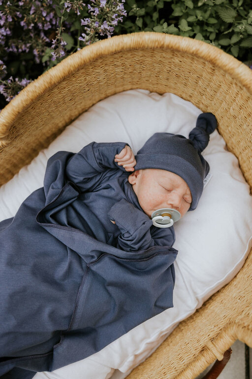 ZAK & ZOÉ BONNET EN BAMBOU (0-3 MOIS) - BLEU FRANÇAIS