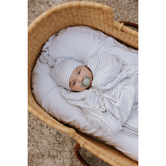 ZAK & ZOÉ ZAK & ZOÉ - COUVERTURE EN BAMBOU - LIGNÉ BLANC ET SAUGE