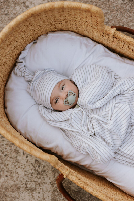 ZAK & ZOÉ COUVERTURE EN BAMBOU - LIGNÉ BLANC ET SAUGE