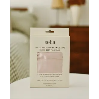 SOHA TAIE D'OREILLER EN SATIN - ROSE PÂLE