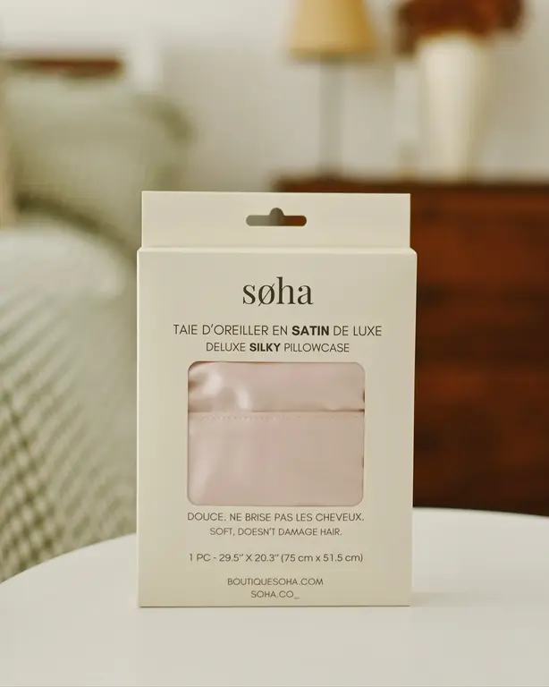 SOHA SOHA - TAIE D'OREILLER EN SATIN - ROSE PÂLE