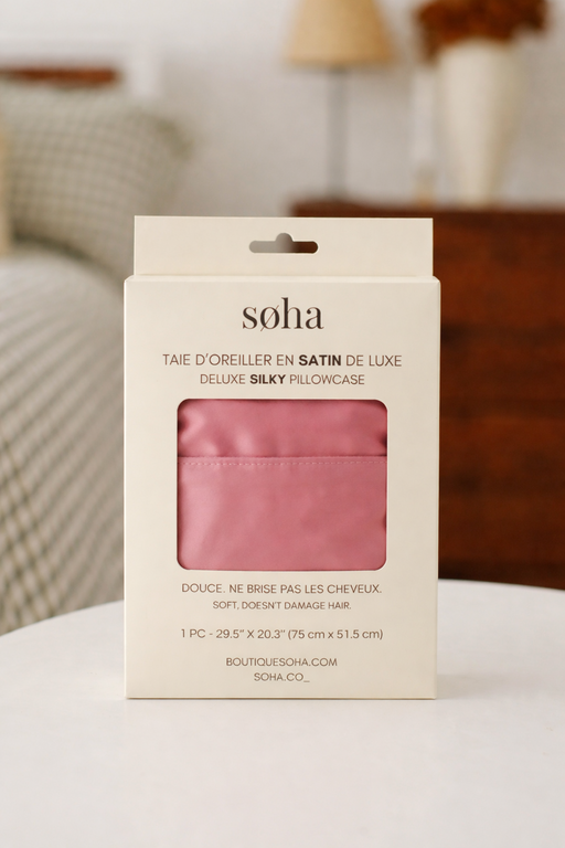 SOHA TAIE D'OREILLER EN SATIN - VIEUX ROSE