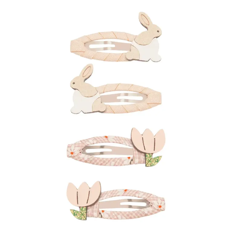 MIMI & LULA SET OF 4 CLIPS - BUNNIES AND FLOWERS