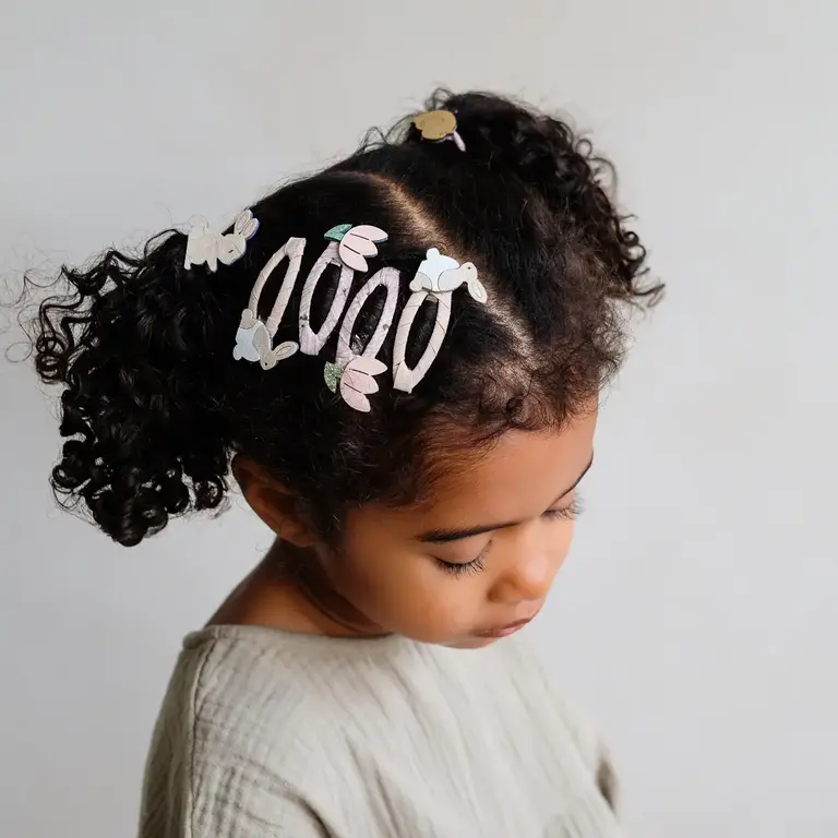 MIMI & LULA MIMI & LULA - ENSEMBLE DE 4 BARRETTES - LAPINS ET FLEURS