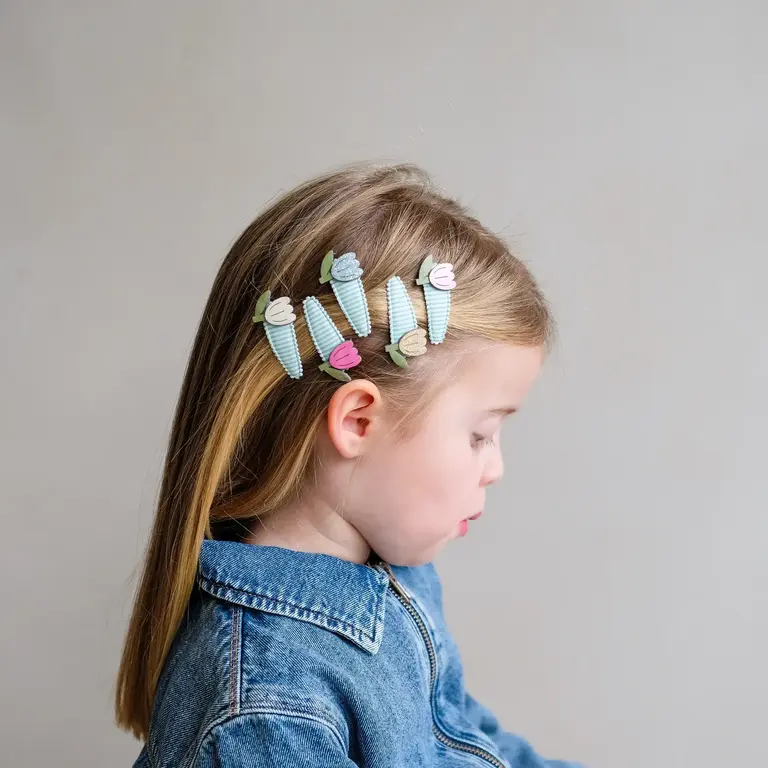MIMI & LULA ENSEMBLE DE 5 MINIS BARRETTES - TULIPES RAYÉS