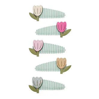 MIMI & LULA ENSEMBLE DE 5 MINIS BARRETTES - TULIPES RAYÉS