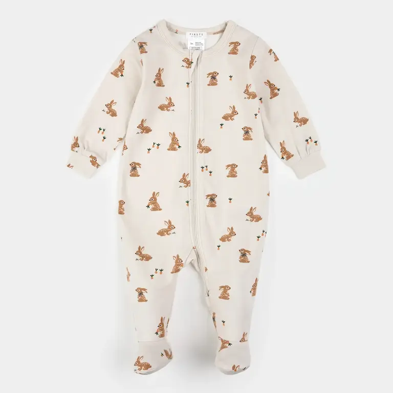PETIT LEM PYJAMA À PATTES IMPRIMÉ LAPIN - BEIGE
