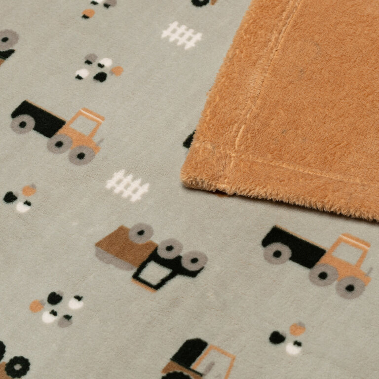 PERLIMPINPIN COUVERTURE EN PELUCHE - TRACTEUR